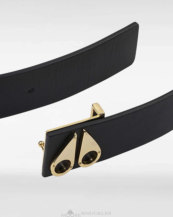 Gold Men Moose Knuckles Logo Icon Belt Belts | PZR-203745