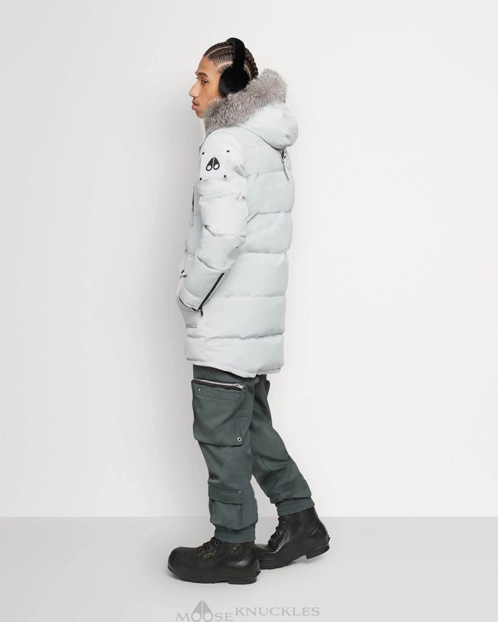 Grey Birch / Frost Neoshear Men Moose Knuckles Onyx Big Ridge Parka Shearling Parkas | AOS-120965