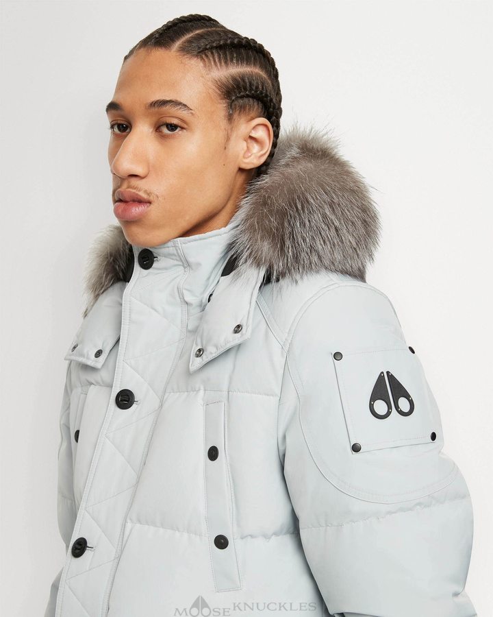 Grey Birch / Frost Neoshear Men Moose Knuckles Onyx Round Island Jacket Shearling Jackets | AMD-418567