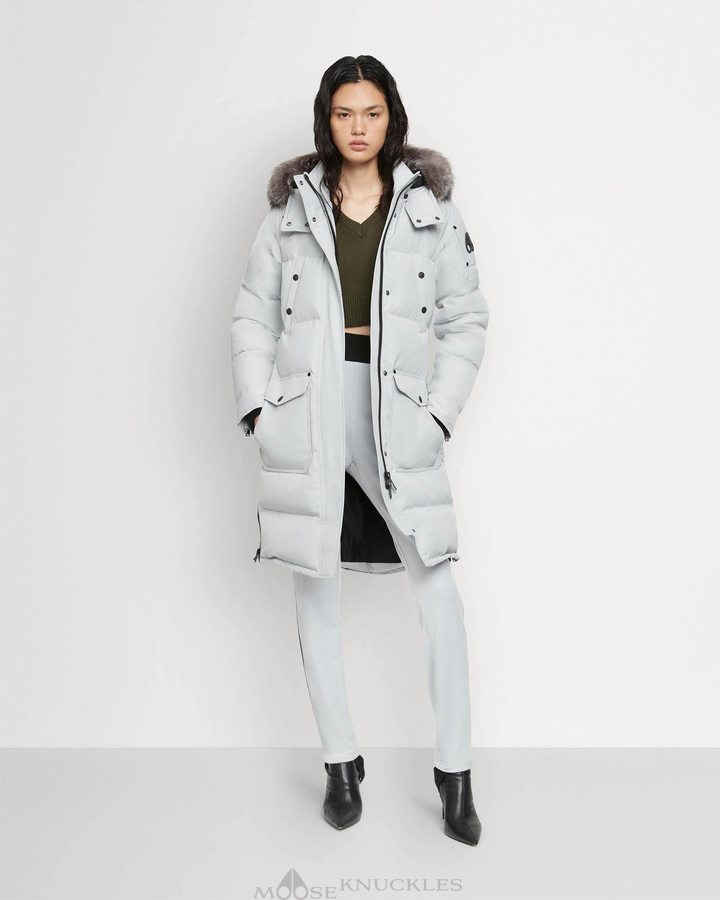 Grey Birch / Frost Neoshear Women Moose Knuckles Onyx Causapscal Parka Parkas | ZIO-109436