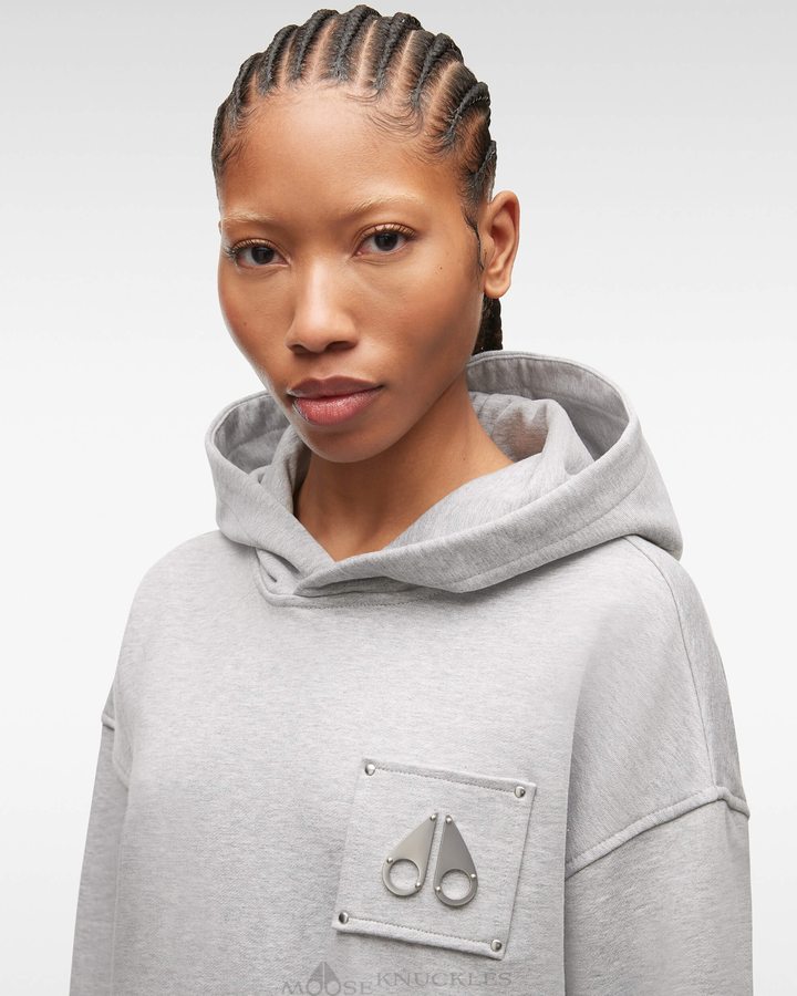 Grey Melange Women Moose Knuckles Brooklyn Hoodie Sweatshirts | YCM-835209