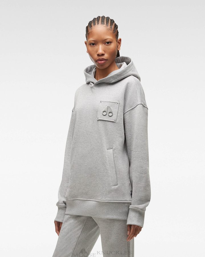 Grey Melange Women Moose Knuckles Brooklyn Hoodie Sweatshirts | YCM-835209