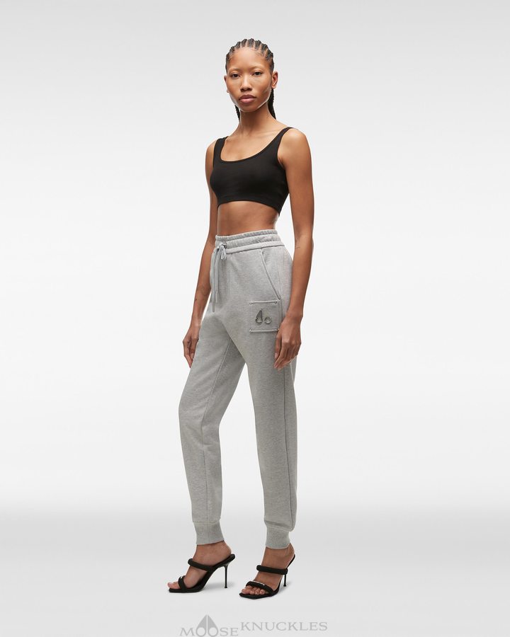 Grey Melange Women Moose Knuckles Brooklyn Jogger Trousers | FKS-837456