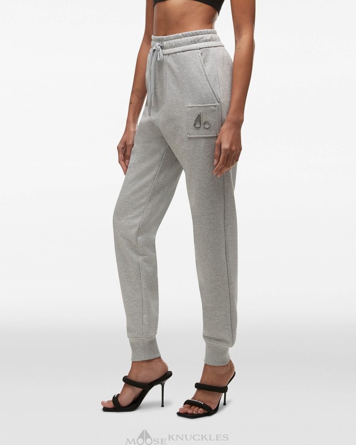 Grey Melange Women Moose Knuckles Brooklyn Jogger Trousers | FKS-837456