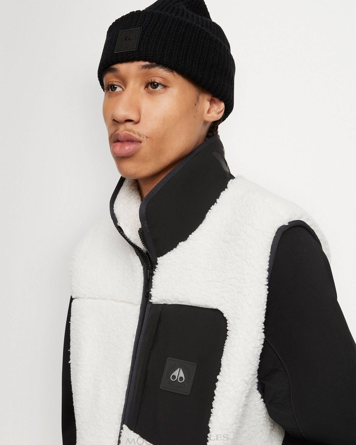 Ivory / Black Men Moose Knuckles Saglek Vest Vests | KBH-589437