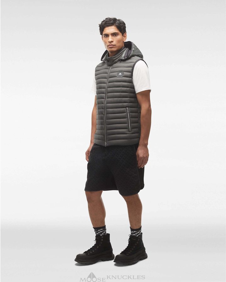 Kendall Grey Men Moose Knuckles Air Down Vest Vests | LYM-309124