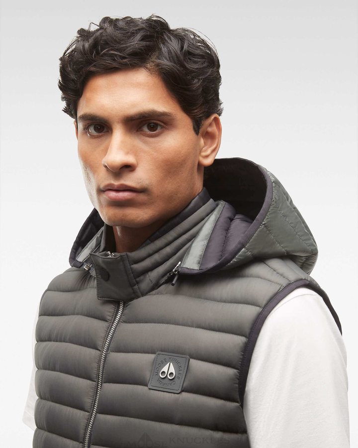 Kendall Grey Men Moose Knuckles Air Down Vest Vests | LYM-309124