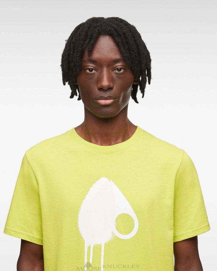 Lime Green Men Moose Knuckles Augustine Tee Tees | KNI-456280