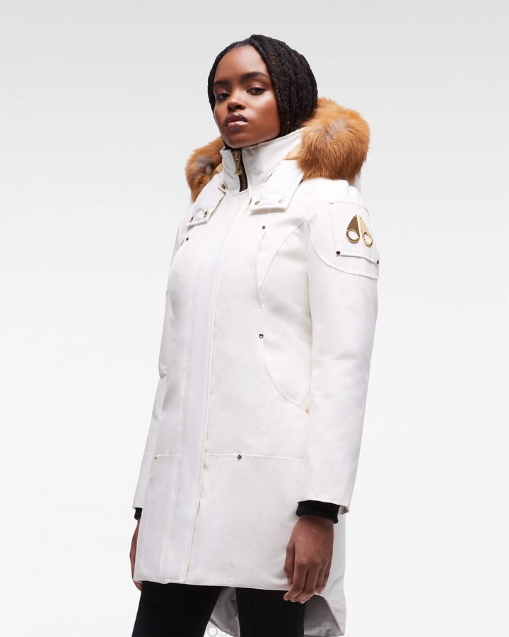 Milky Way / Gold Fox Fur Women Moose Knuckles Gold Stirling Parka Fur Parkas | REU-948752