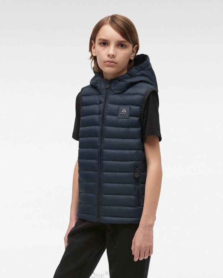 Navy Kids' Moose Knuckles Air Down Vest Vest | ZLH-569437