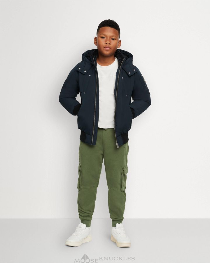 Navy Kids' Moose Knuckles Original Bomber Bomber Jackets | MPH-895041