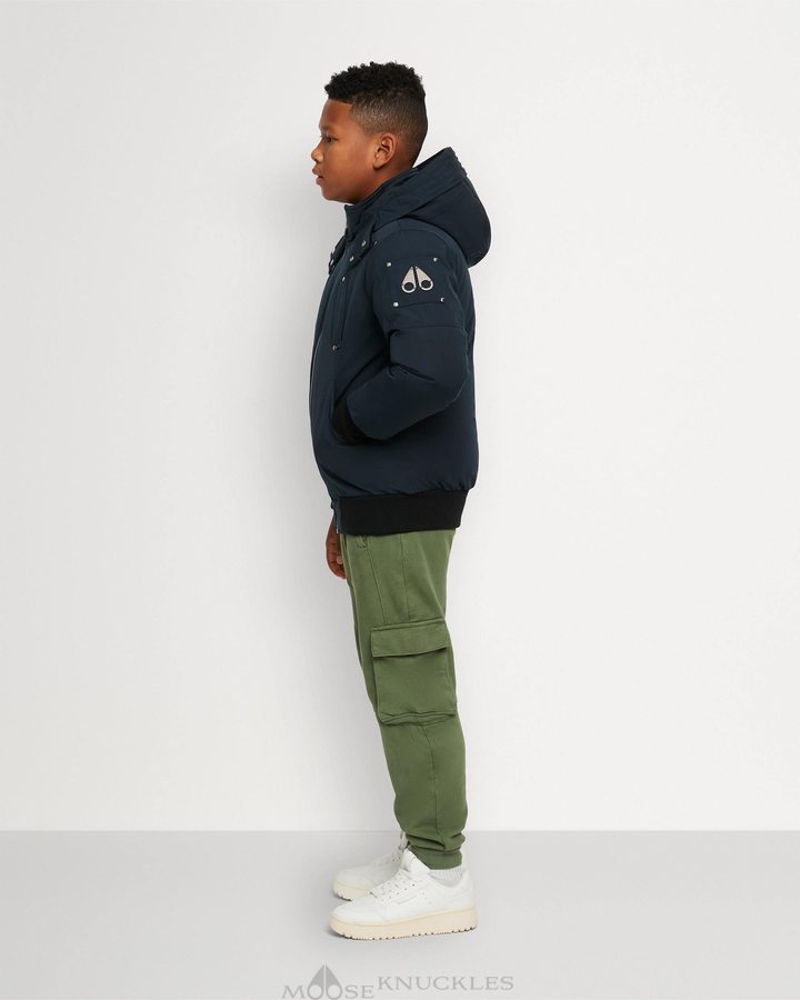 Navy Kids' Moose Knuckles Original Bomber Bomber Jackets | MPH-895041