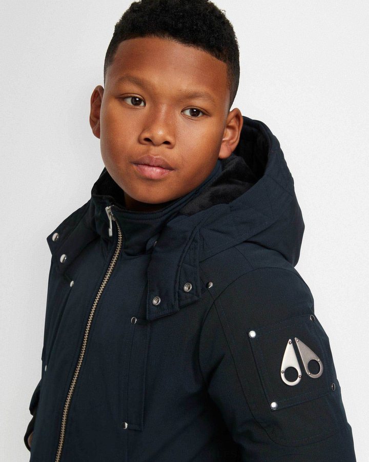 Navy Kids' Moose Knuckles Original Bomber Bomber Jackets | MPH-895041