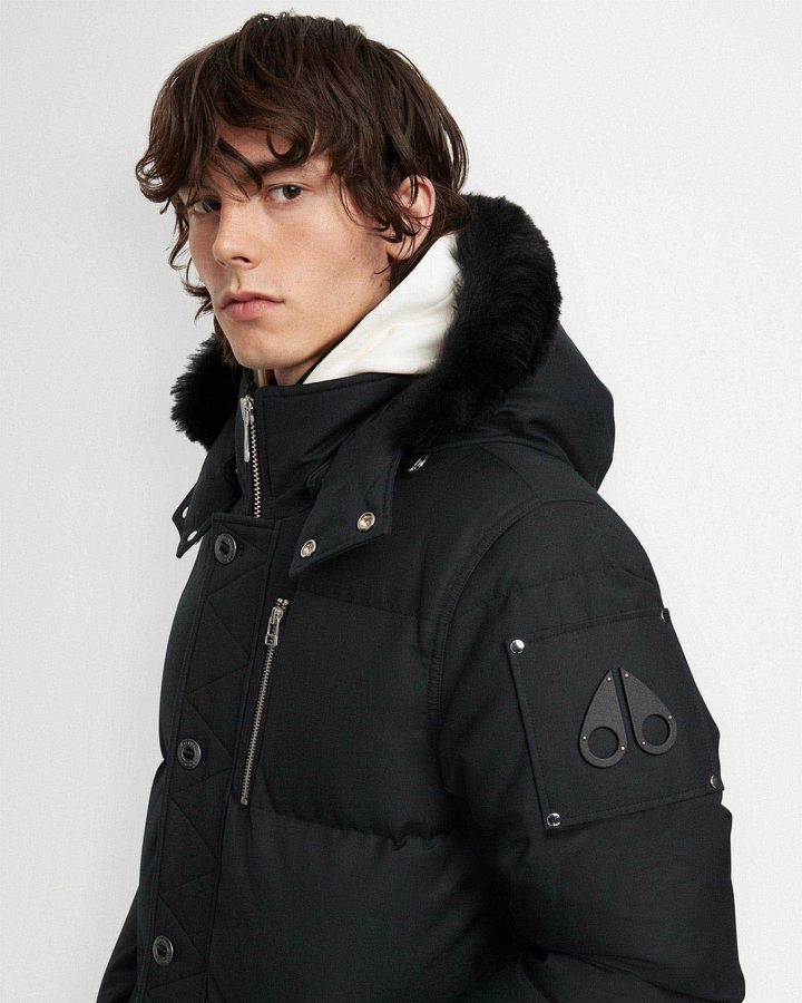 Navy / Black Shearling Men Moose Knuckles Original 3q Jacket Shearling Jackets | YFP-326059