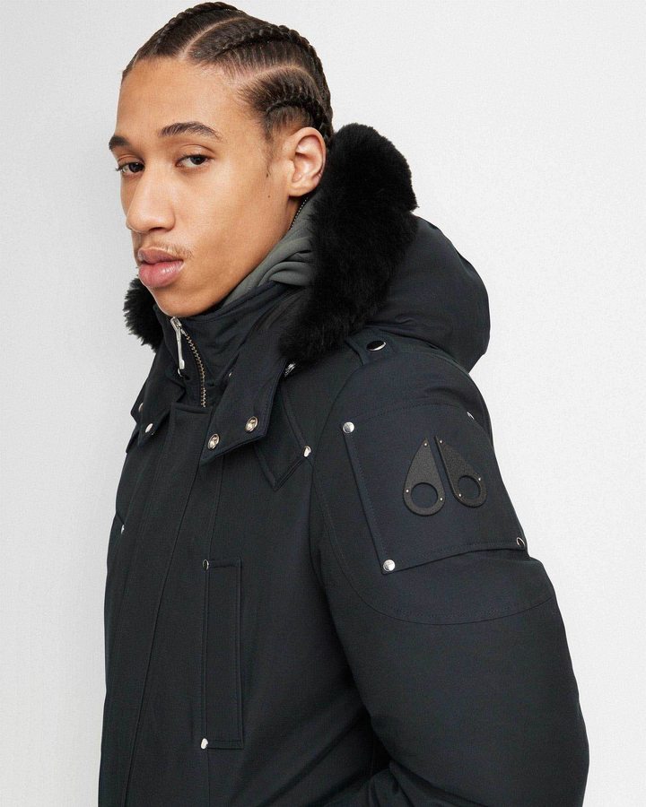 Navy / Black Shearling Men Moose Knuckles Original Stirling Parka Shearling Parkas | PDC-437106