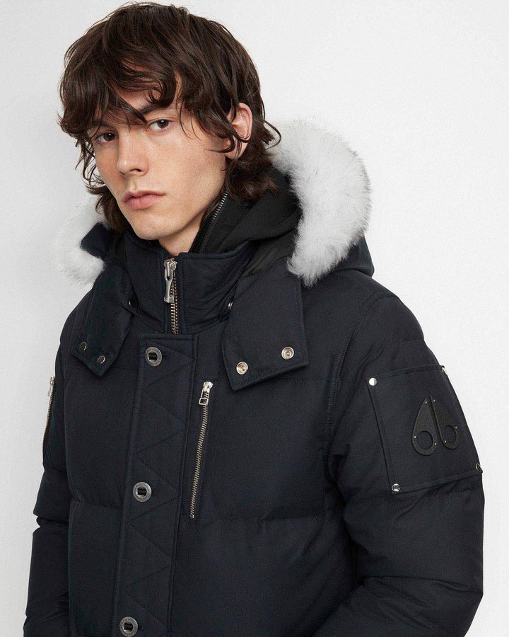 Navy / Natural Shearling Men Moose Knuckles Original 3q Jacket Shearling Jackets | ZND-340259