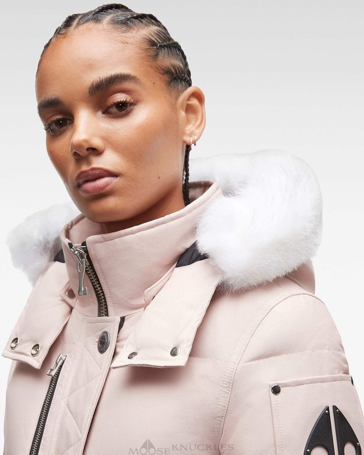 Rose Smoke / Natural Fox Fur Women Moose Knuckles Original 3q Fur Jackets | OSA-486327