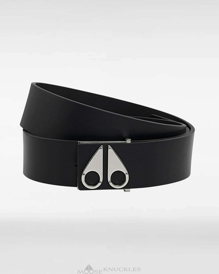 Silver Men Moose Knuckles Logo Icon Belt Belts | GIB-512870