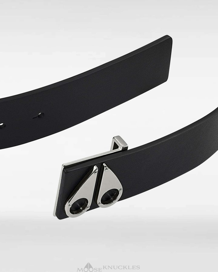 Silver Men Moose Knuckles Logo Icon Belt Belts | GIB-512870