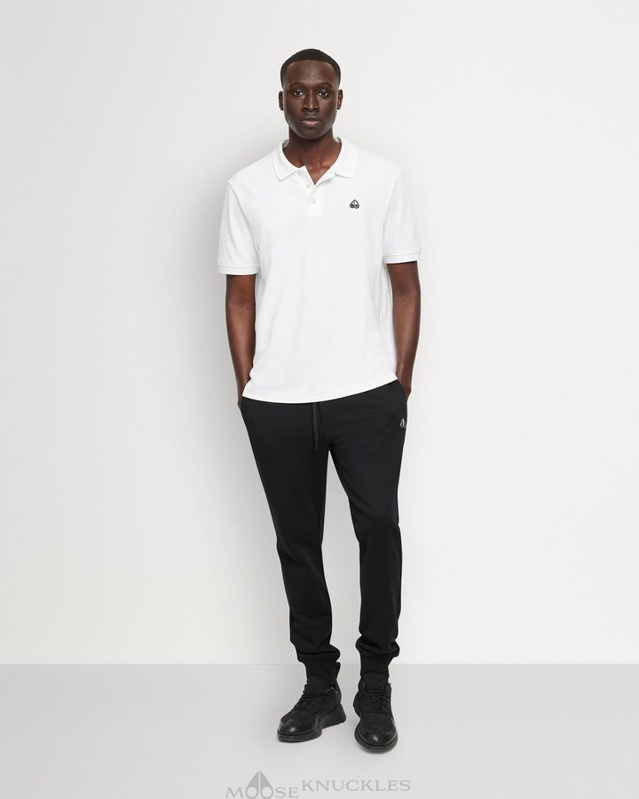 White Men Moose Knuckles Pique Polo Tees | RTL-784625