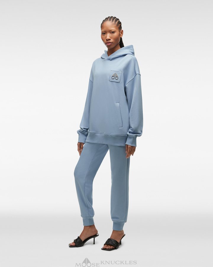 Windy Blue Women Moose Knuckles Brooklyn Hoodie Sweatshirts | IQR-321765